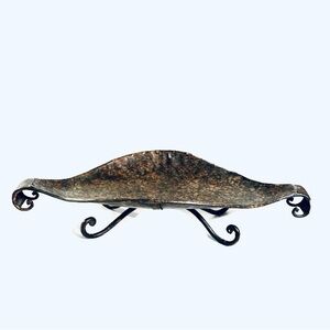 Unique Copper Color Metal Oval Tray Centerpiece Rolled Ends  22”